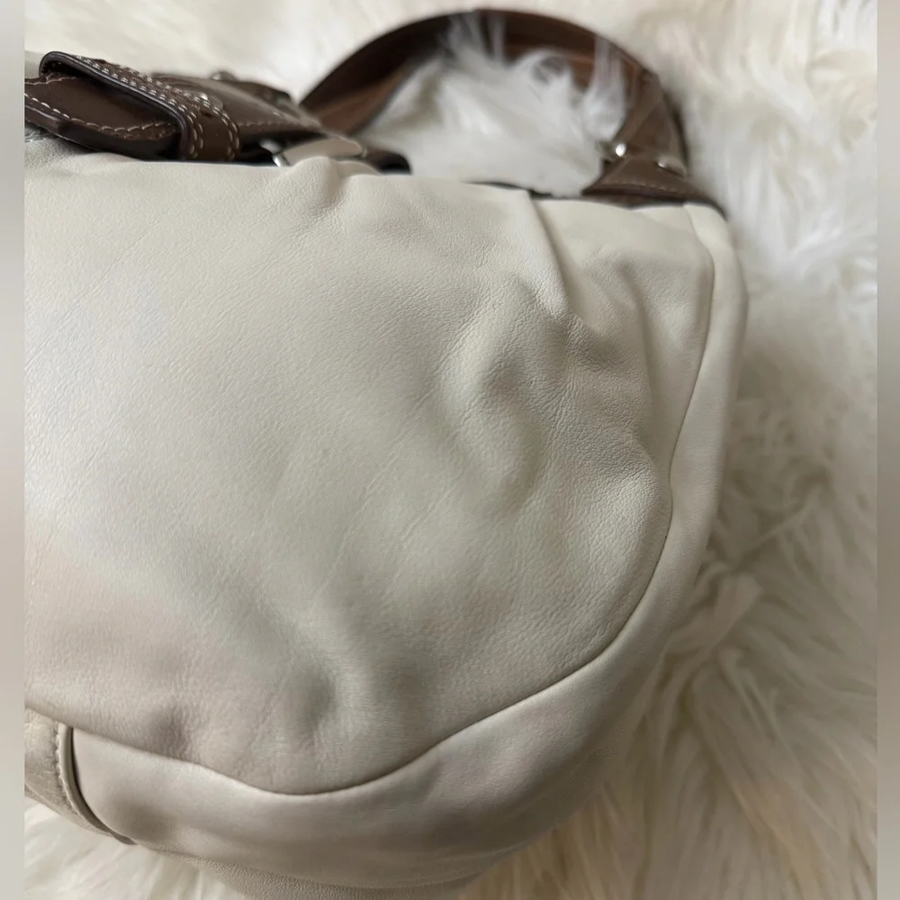 Coach White and Brown Hobo Bag# F15527